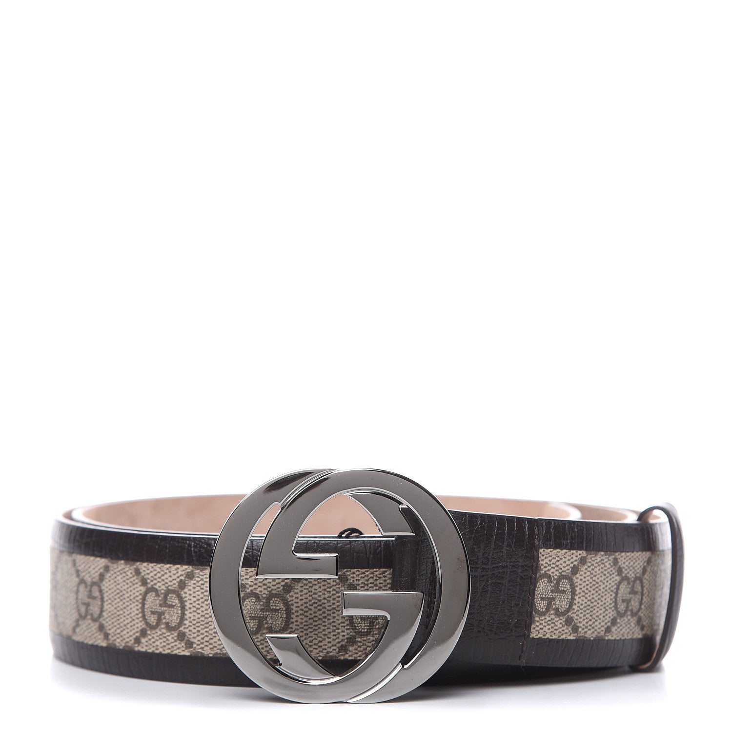 Gucci GG Supreme Monogram Niagara Lux Calfskin Interlocking G 40mm Belt 110 44 Beige Ebony Cocoa 1 of 6