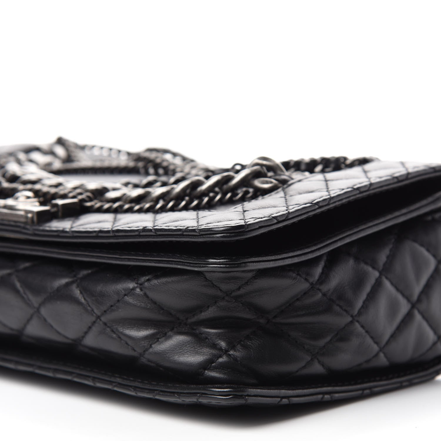 Chanel Calfskin Enchained New Medium Boy Flap Black 7 of 10