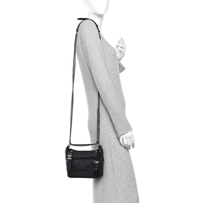 Chanel Aged Calfskin Quilted Small Gabrielle Hobo Black 2 of 10