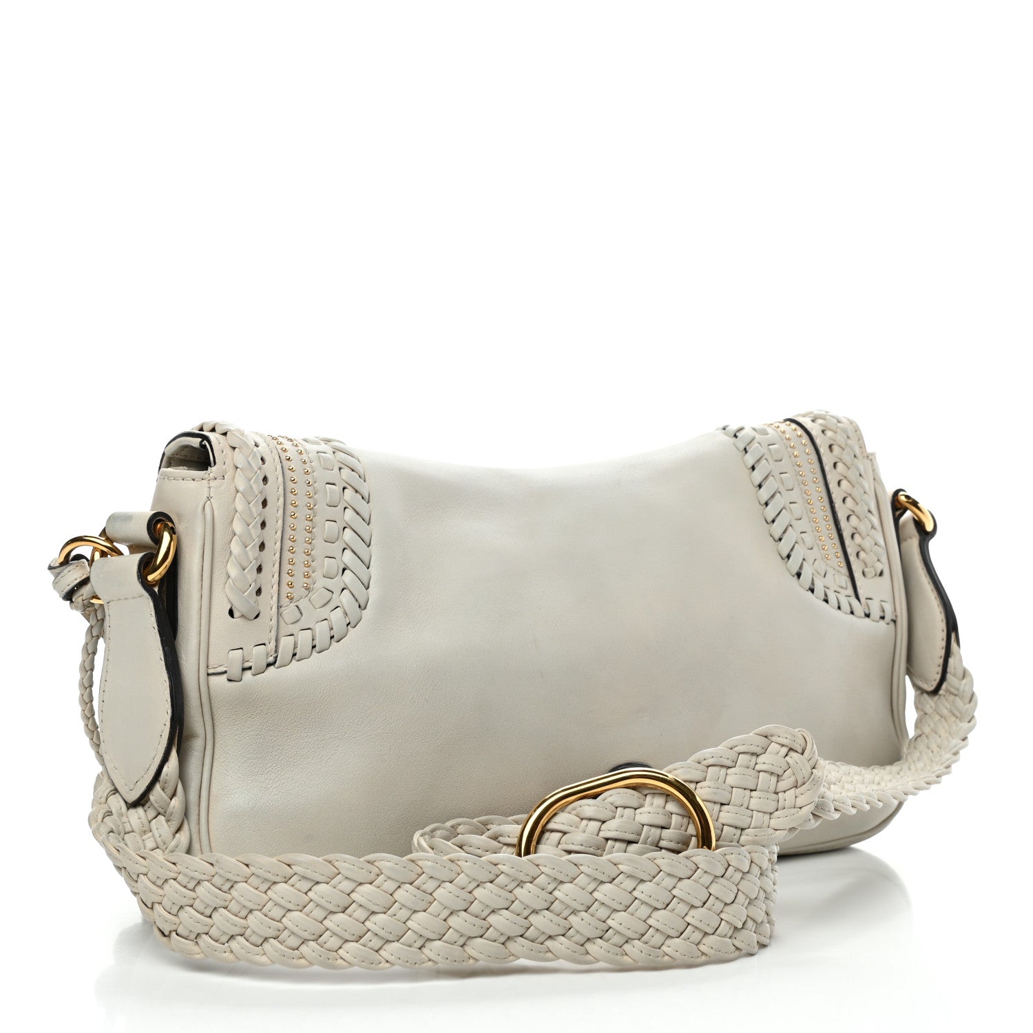 Gucci Calfskin Handmade Medium Flap Shoulder Bag Off White 3 of 5