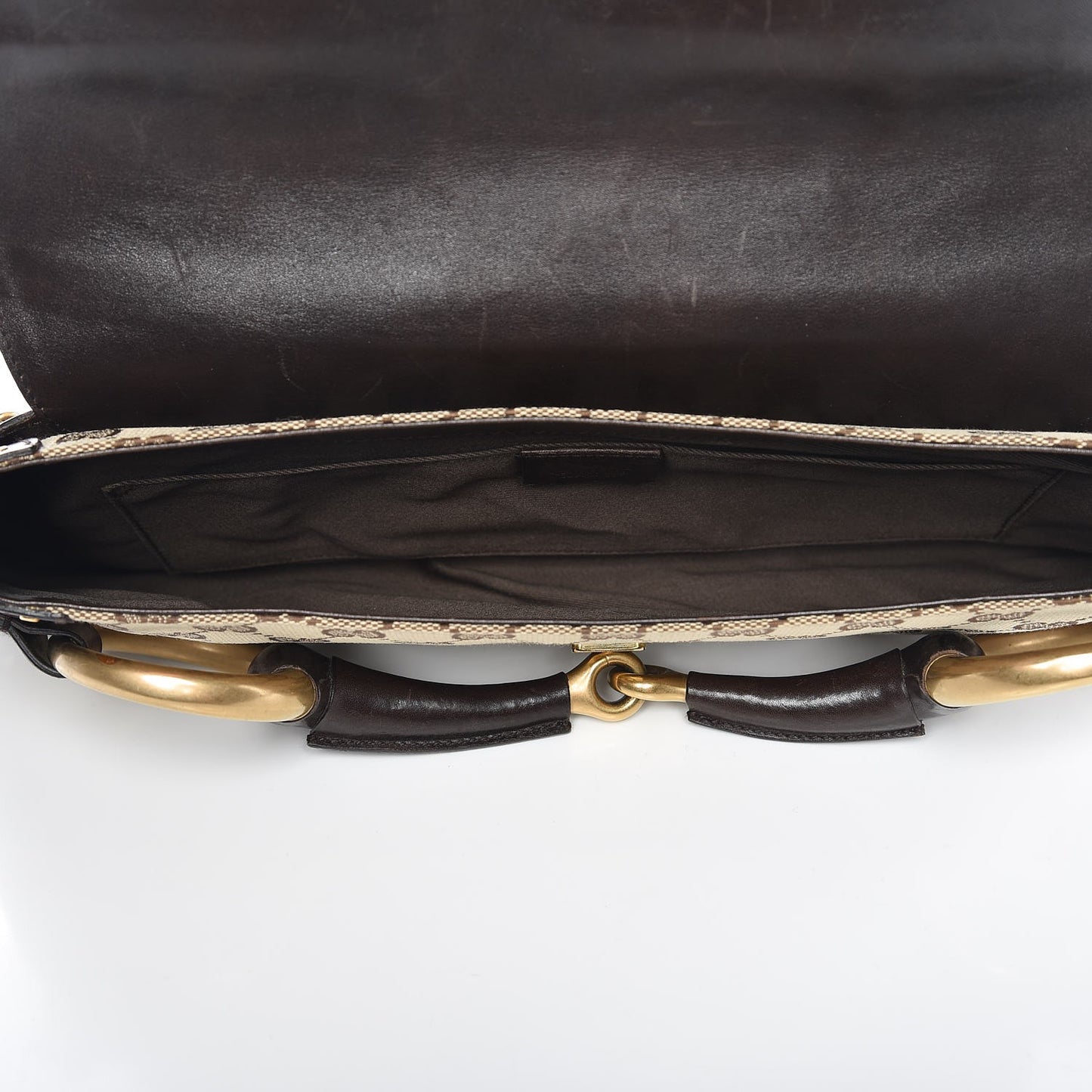 Monogram Studded Large Horsebit Clutch Dark Brown