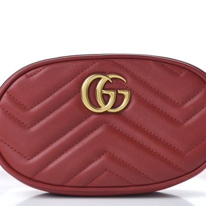 Gucci Calfskin Matelasse GG Marmont Belt Bag 95 38 Hibiscus Red 10 of 11