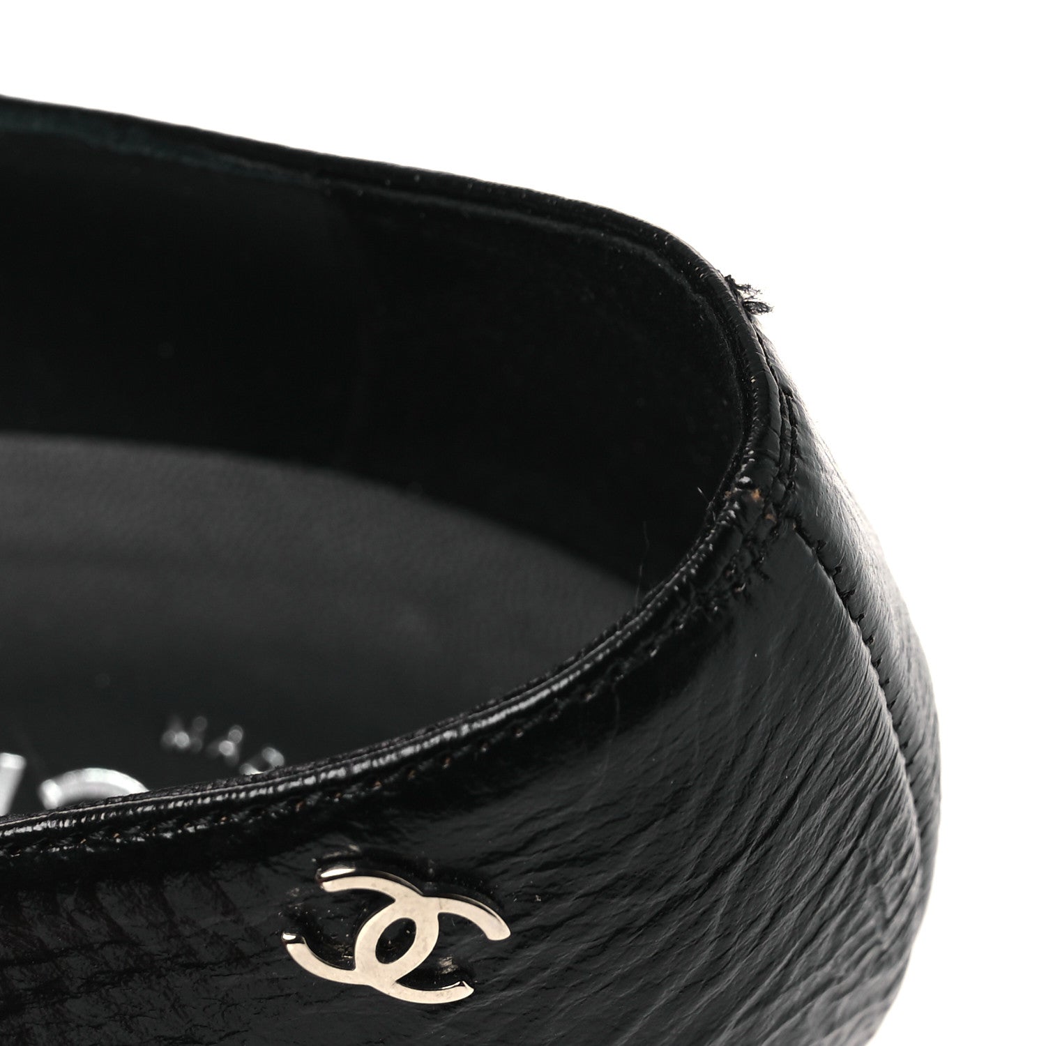 Chanel Crumpled Calfskin Knotted Heel Cap Toe Pumps 39.5 Black 12 of 14