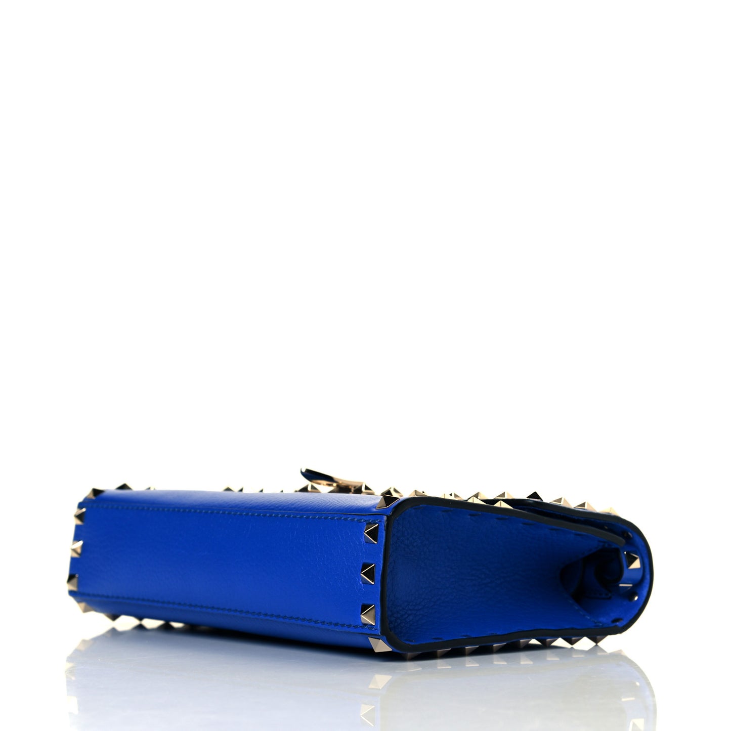 Pebbled Calfskin Medium Rockstud Flip Lock Crossbody Bag Acid Blue