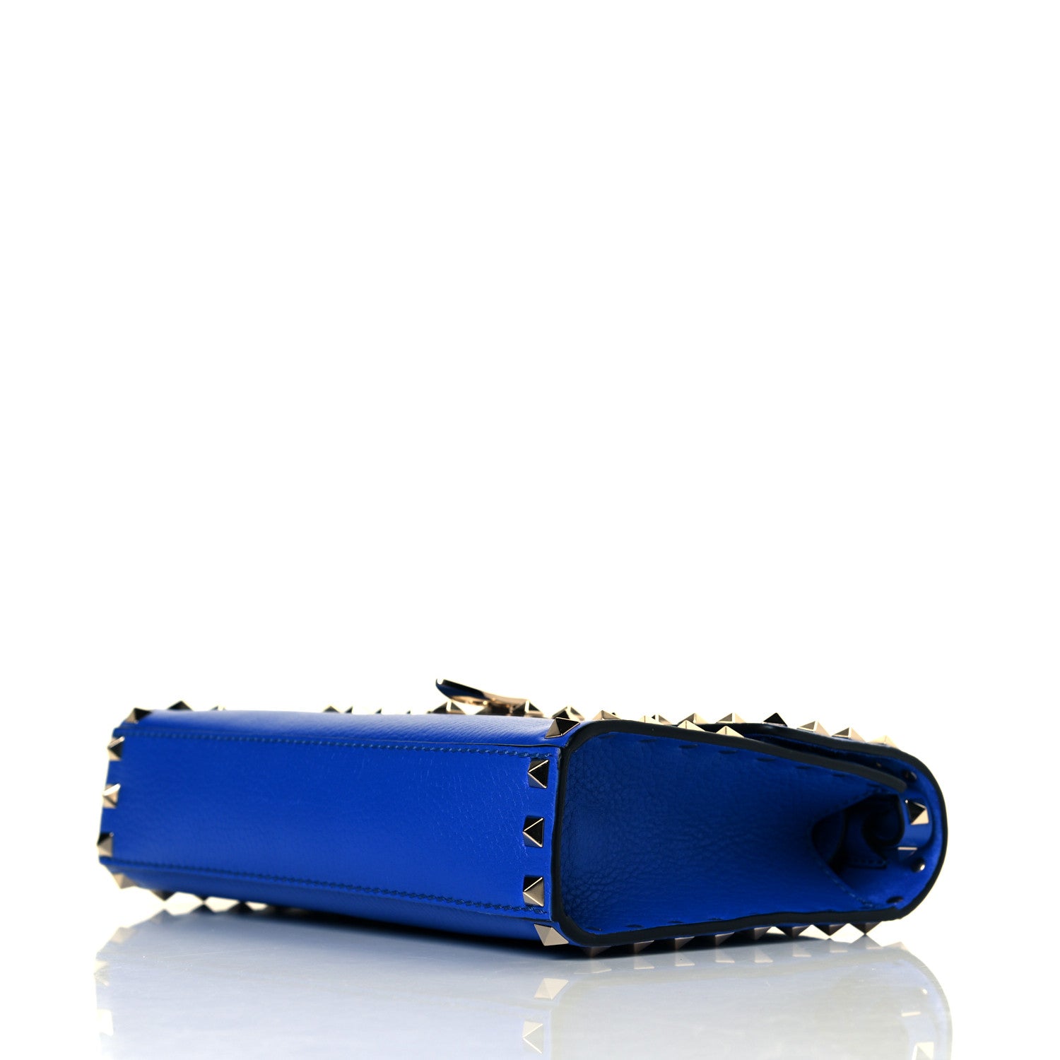 Valentino Garavani Pebbled Calfskin Medium Rockstud Flip Lock Crossbody Bag Acid Blue 7 of 14