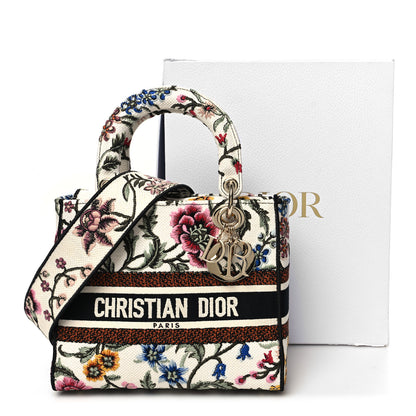 Christian Dior Canvas Petites Fleurs Embroidered Medium Lady D-Lite White Multicolor 11 of 11