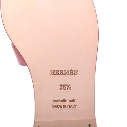 Hermes Goatskin Oran Sandals 35.5 Rouge Blush 6 of 10