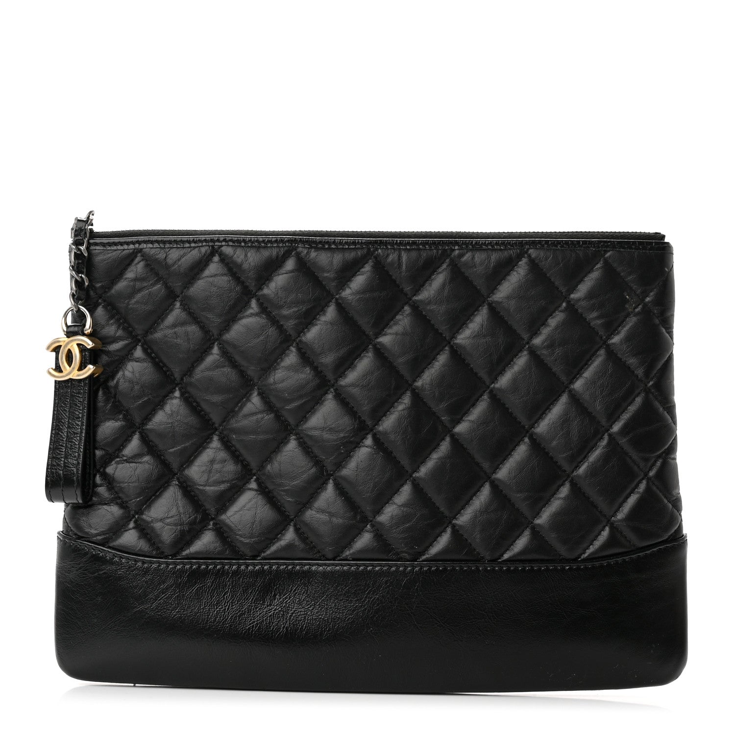 Chanel Aged Calfskin Quilted Medium Gabrielle Cosmetic Case Black 1 of 11