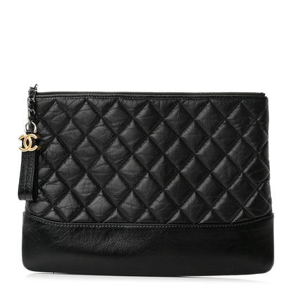 Chanel Aged Calfskin Quilted Medium Gabrielle Cosmetic Case Black 1 of 11