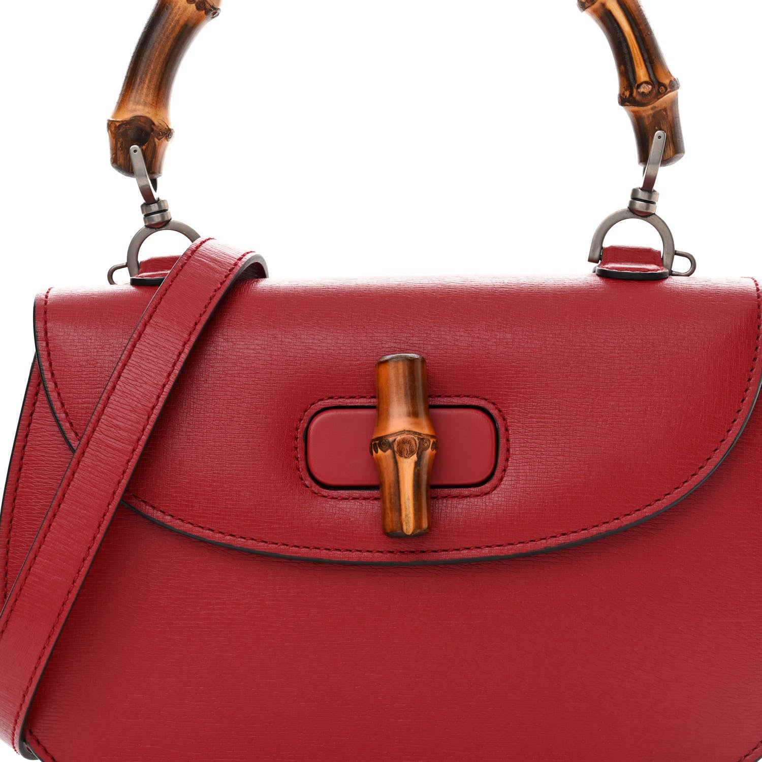 Gucci Shangai Calfskin Small Classic Bamboo Top Handle Bag Romantic Cerise 9 of 12