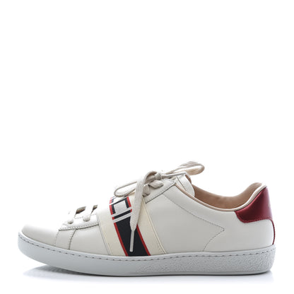 Gucci Calfskin Stripe Womens New Ace Sneakers 37 New Mystic White Ecru Red Flame 1 of 10