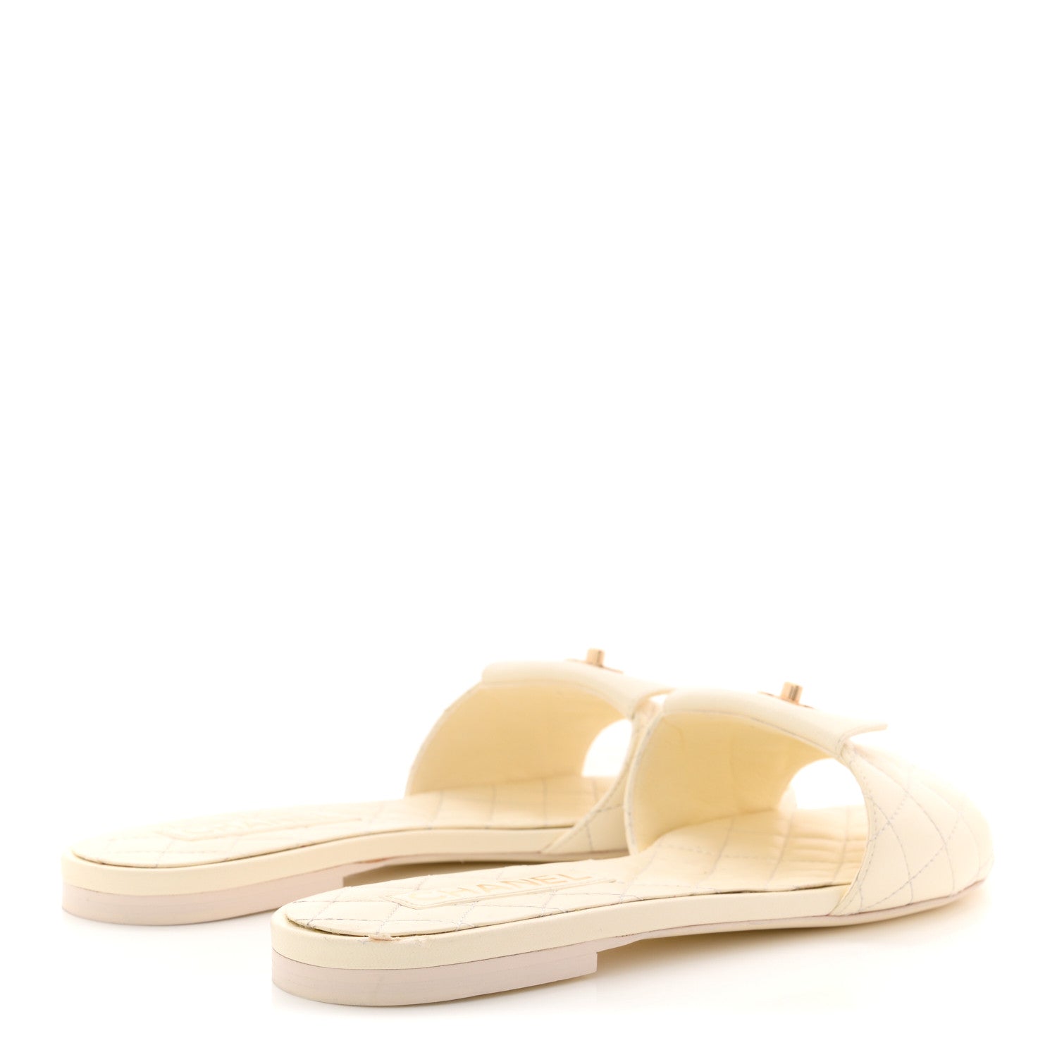 Chanel Lambskin Quilted CC Turnlock Sandals 41 Ivory 5 of 14