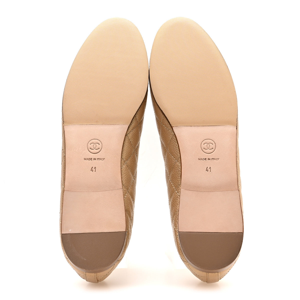 Chanel Caviar Quilted CC Cap Toe Ballerina Flats 41 Beige 6 of 9