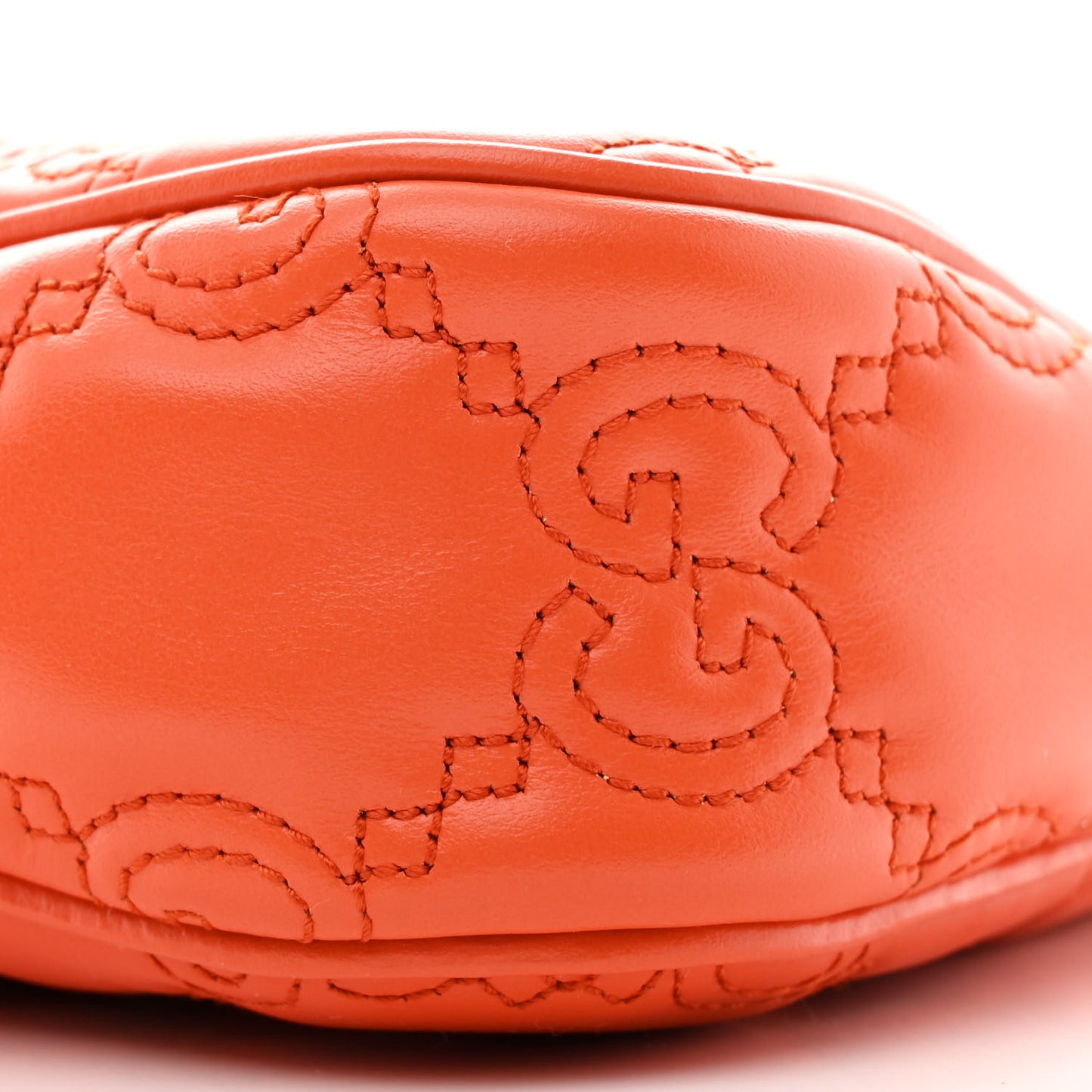 Calfskin GG Matelasse Chain Handbag Deep Orange Natural