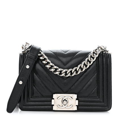 Chanel Caviar Chevron Quilted Small Boy Flap Black 1 of 11