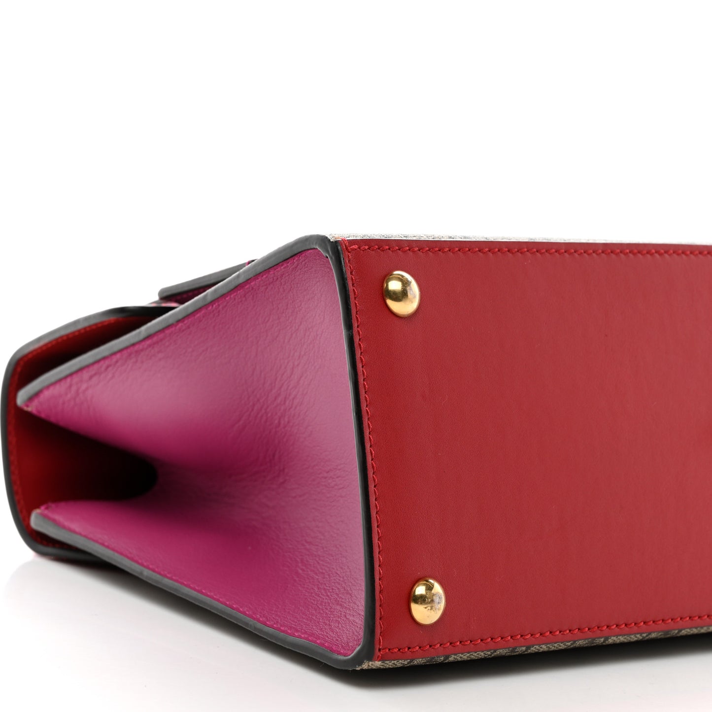 GG Supreme Monogram Calfskin Small Padlock Top Handle Bag Beige Hibiscus Red New Rosette
