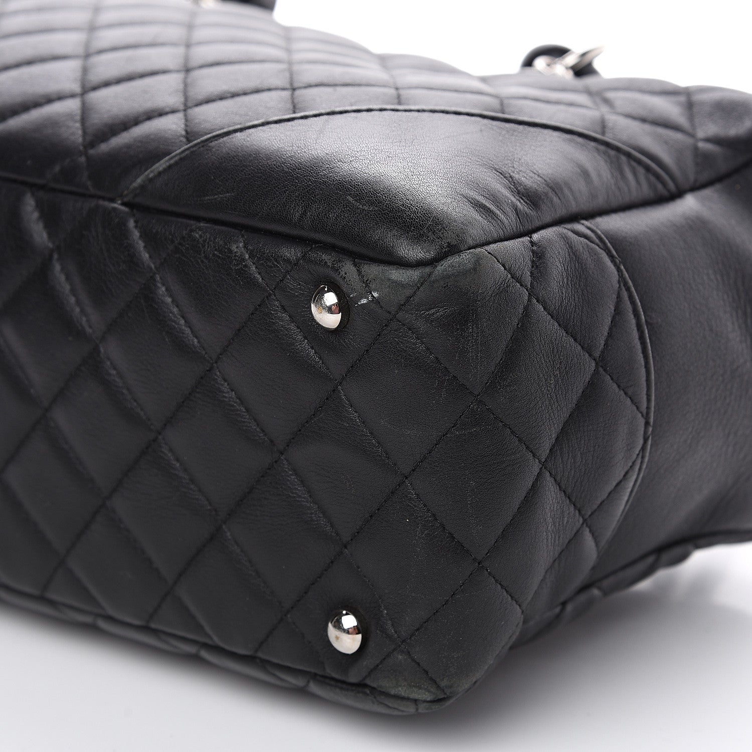 Chanel Calfskin Quilted Large Cambon Bowler Black White 8 of 17