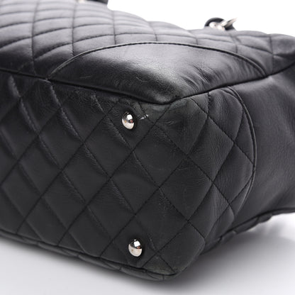 Chanel Calfskin Quilted Large Cambon Bowler Black White 8 of 17