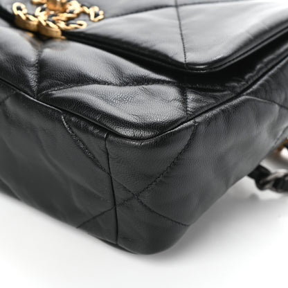 Chanel Shiny Goatskin Quilted Medium Chanel 19 Flap Black 9 of 10