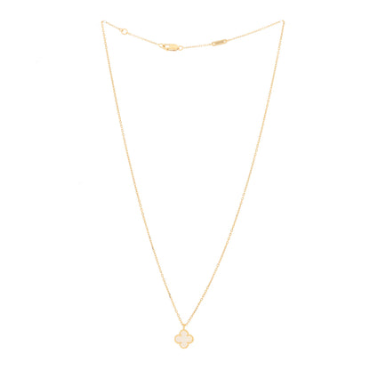 Van Cleef & Arpels 18K Yellow Gold Mother of Pearl Sweet Alhambra Pendant Necklace 2 of 4