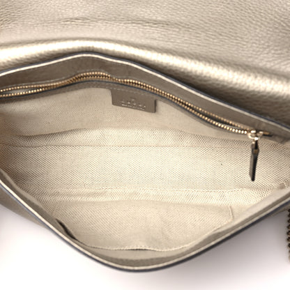 Gucci Metallic Pebbled Calfskin Medium Soho Flap Crossbody Golden Beige 5 of 11