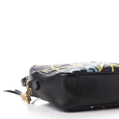 Gucci Calfskin Matelasse GucciGhost Medium GG Marmont Chain Shoulder Bag Black New Acquamarine 6 of 12