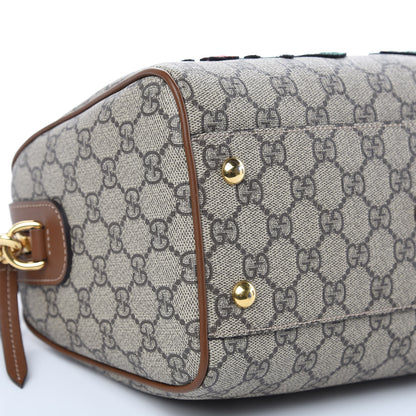 Gucci GG Supreme Monogram Floral Embroidered Small Boston Brown 8 of 11
