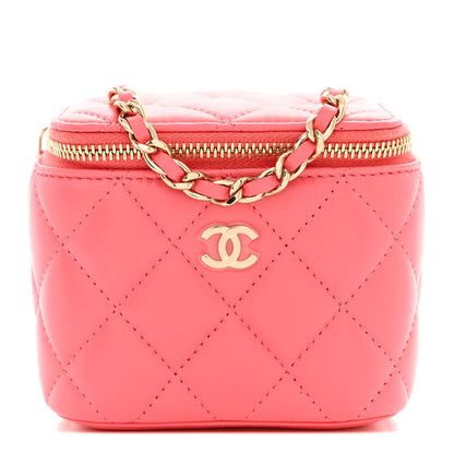 Chanel Lambskin Quilted Mini Vanity Case With Chain Pink 1 of 11