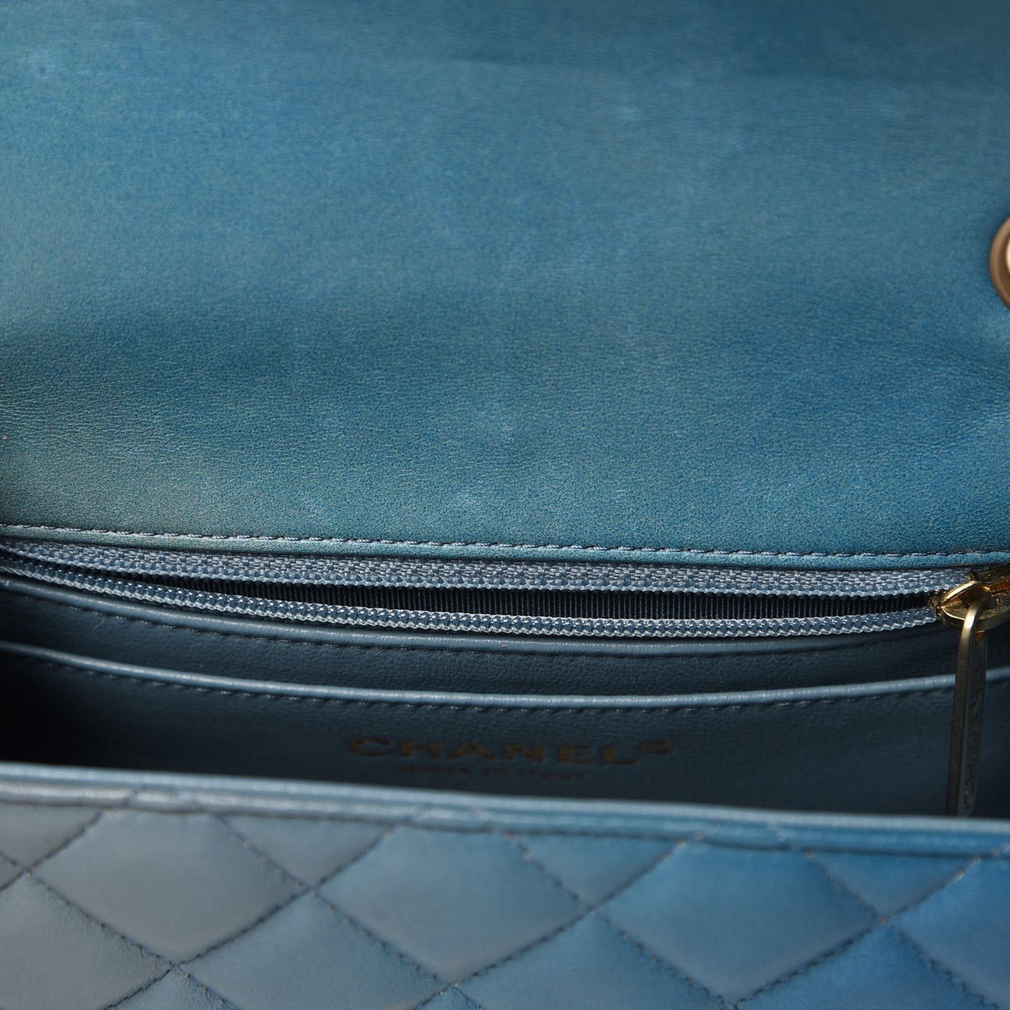 Lambskin Degrade Quilted Mini Square Flap Light Blue