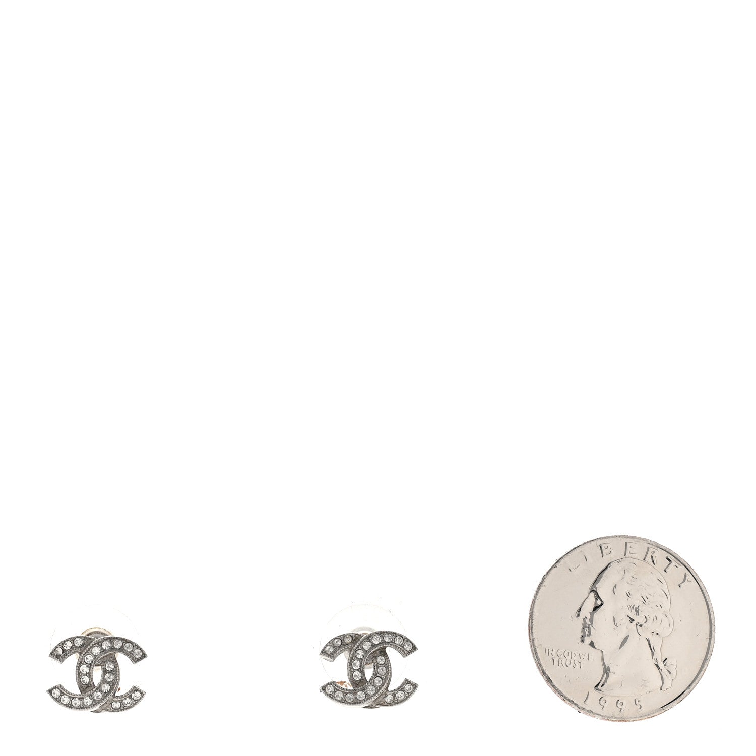 Chanel Crystal Mini Timeless CC Earrings Silver 2 of 4