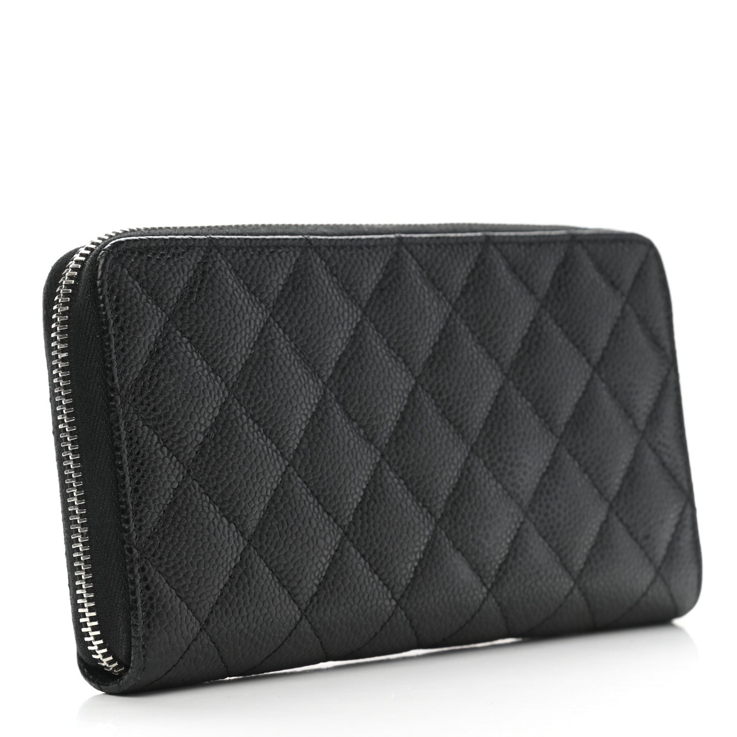 Caviar Quilted Large Gusset Zip Around Wallet Black