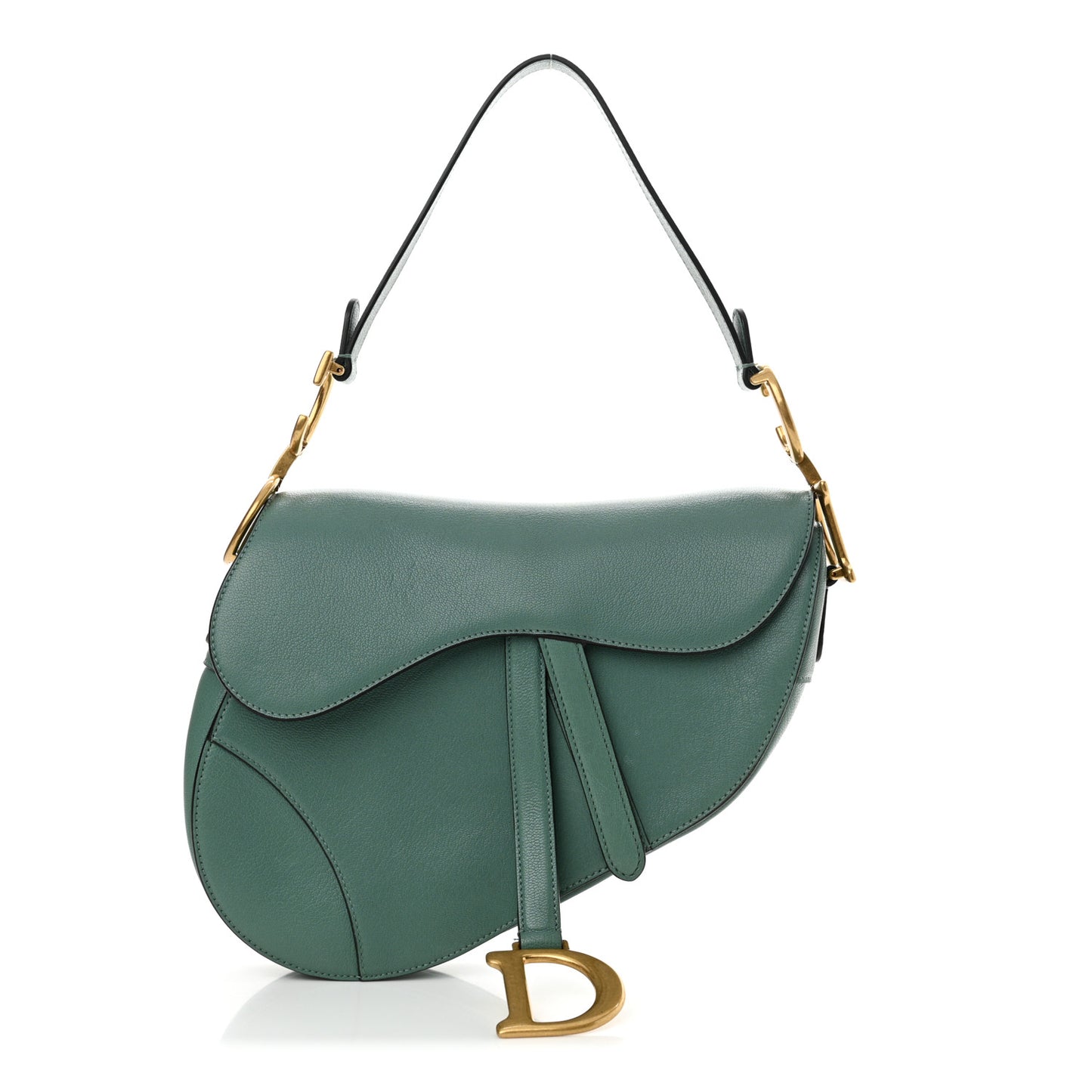 Shiny Goatskin Saddle Bag Green