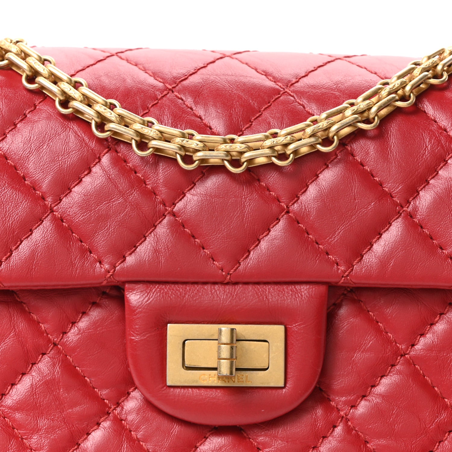Chanel Aged Calfskin Quilted 2.55 Reissue Mini Flap Red 8 of 10