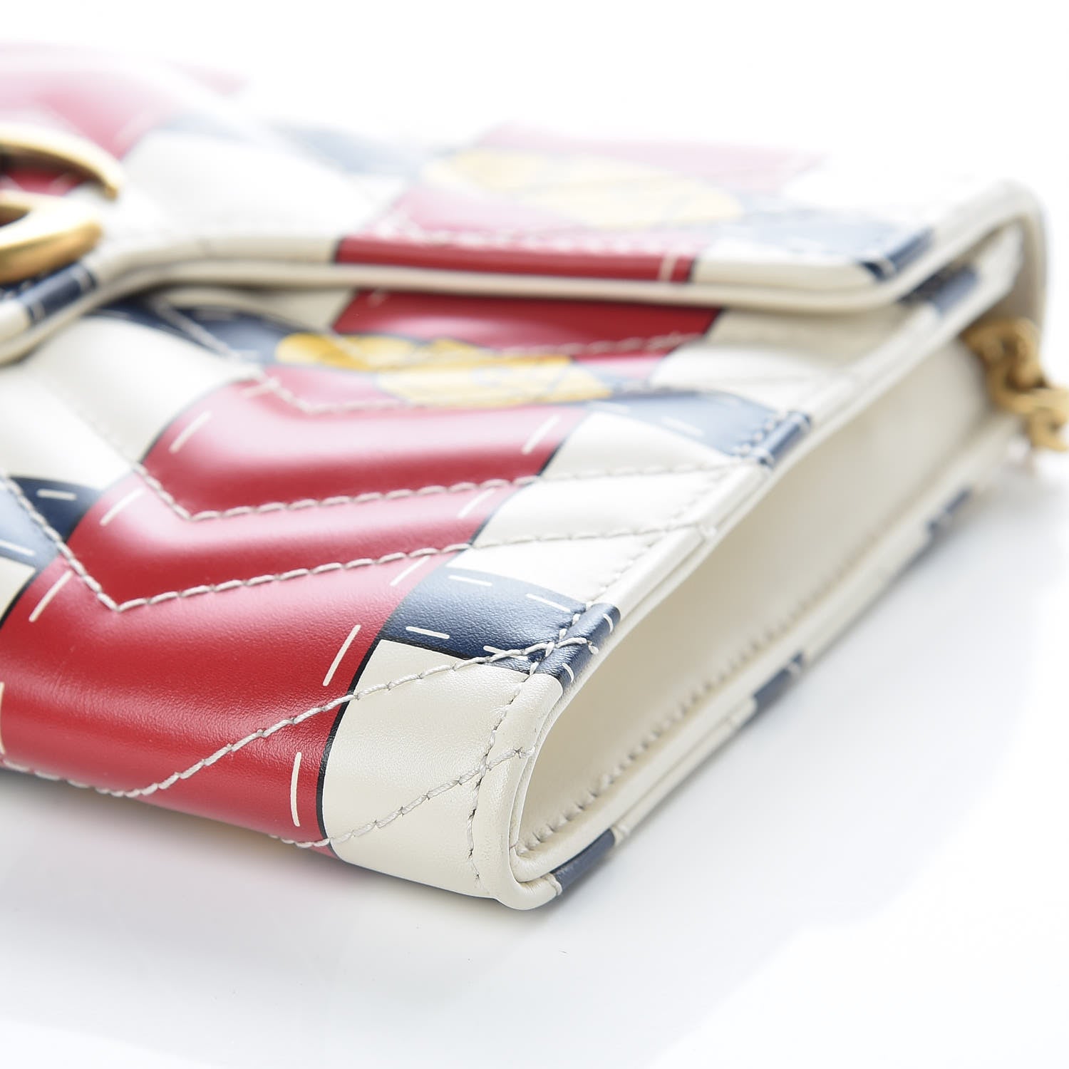 Gucci Calfskin Matelasse Trompe L'Oeil Print Mini GG Marmont Chain Wallet White 13 of 13