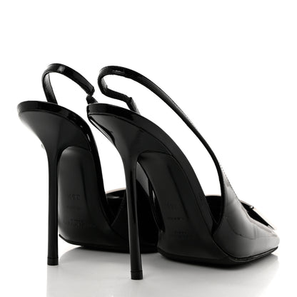 Saint Laurent Patent Maxine 115mm Slingback Pumps 36.5 Black 4 of 9