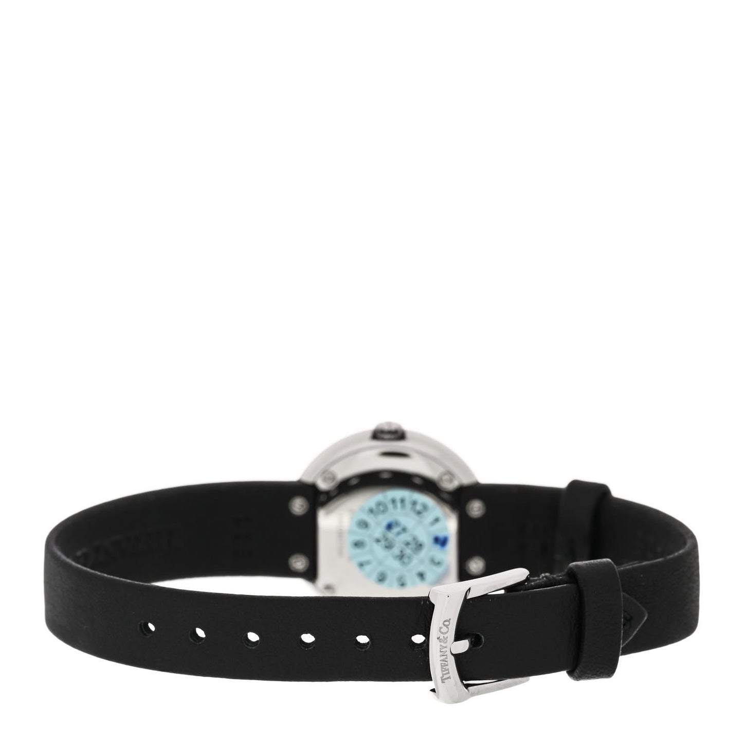 Stainless Steel Calfskin Diamond Bezel 24mm Atlas 2-Hand Quartz Watch Tiffany Blue
