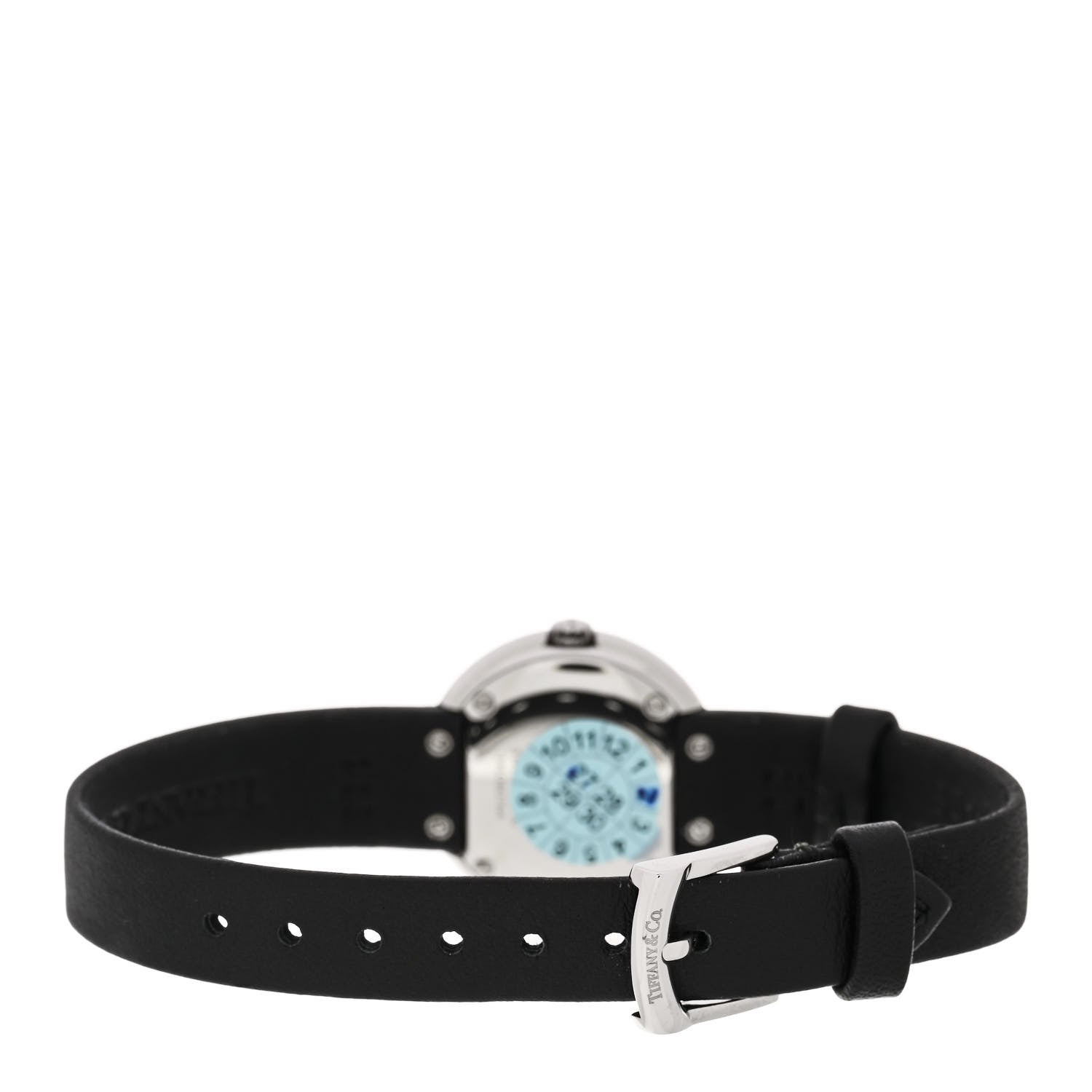 Tiffany Stainless Steel Calfskin Diamond Bezel 24mm Atlas 2-Hand Quartz Watch Tiffany Blue 3 of 5