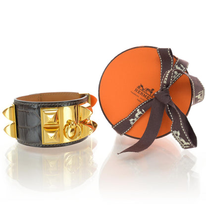 Hermes Alligator Collier de Chien CDC Bracelet Graphite 5 of 8