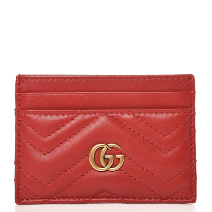 Gucci Calfskin Matelasse GG Marmont Card Holder Hibiscus Red 1 of 7