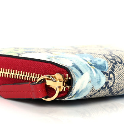 Gucci GG Supreme Monogram Blooms Zip Around Wallet Blue Red 7 of 9