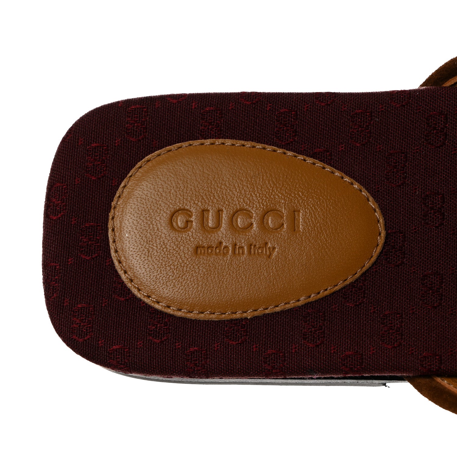 Gucci GG Monogram Suede Womens Criss Cross Slide Sandals 41 Beige Ruggine Cuir 6 of 9