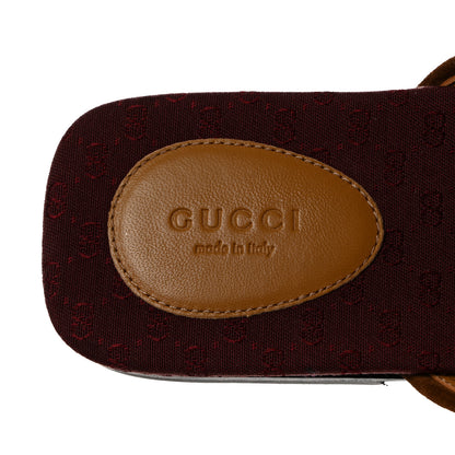 Gucci GG Monogram Suede Womens Criss Cross Slide Sandals 41 Beige Ruggine Cuir 6 of 9