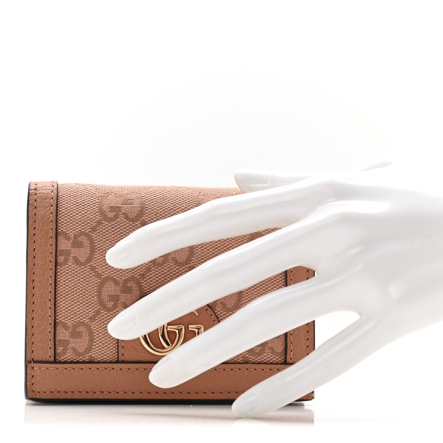 Gucci Monogram Textured Dollar Calfskin Card Case Cloche Rose Pink 2 of 10