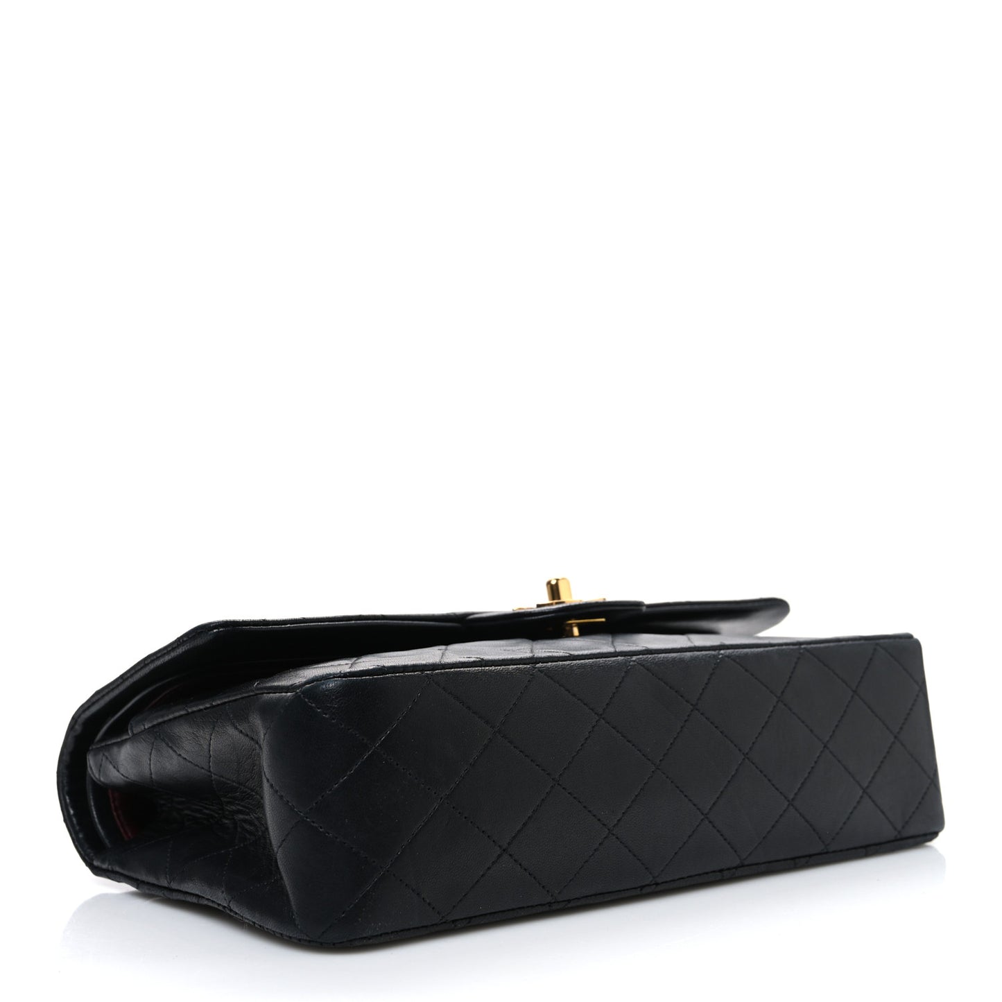 Lambskin Quilted Medium Double Flap Black