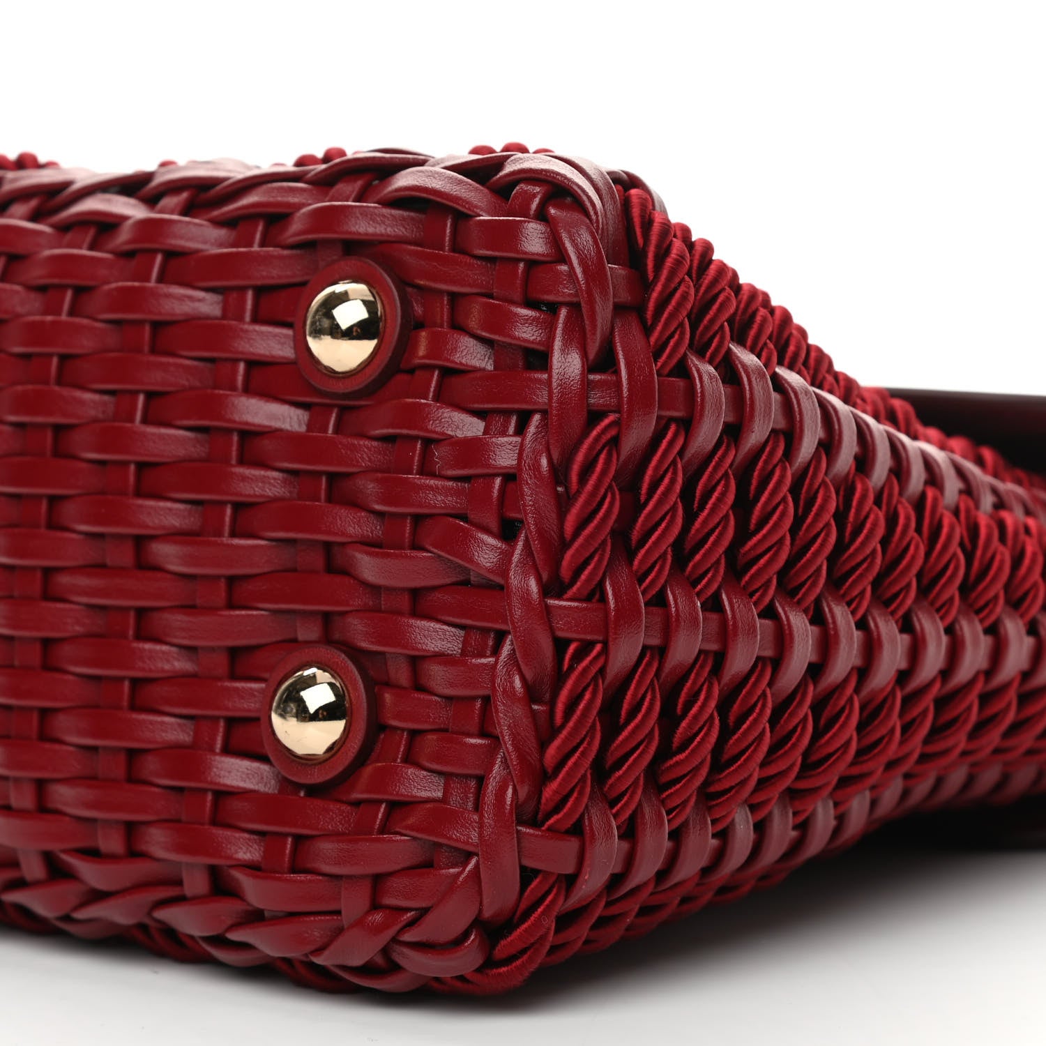 Salvatore Ferragamo Calfskin Woven Margot Top Handle Satchel Carmine 9 of 9