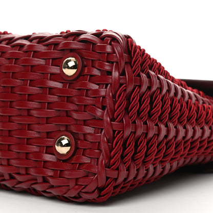 Salvatore Ferragamo Calfskin Woven Margot Top Handle Satchel Carmine 9 of 9