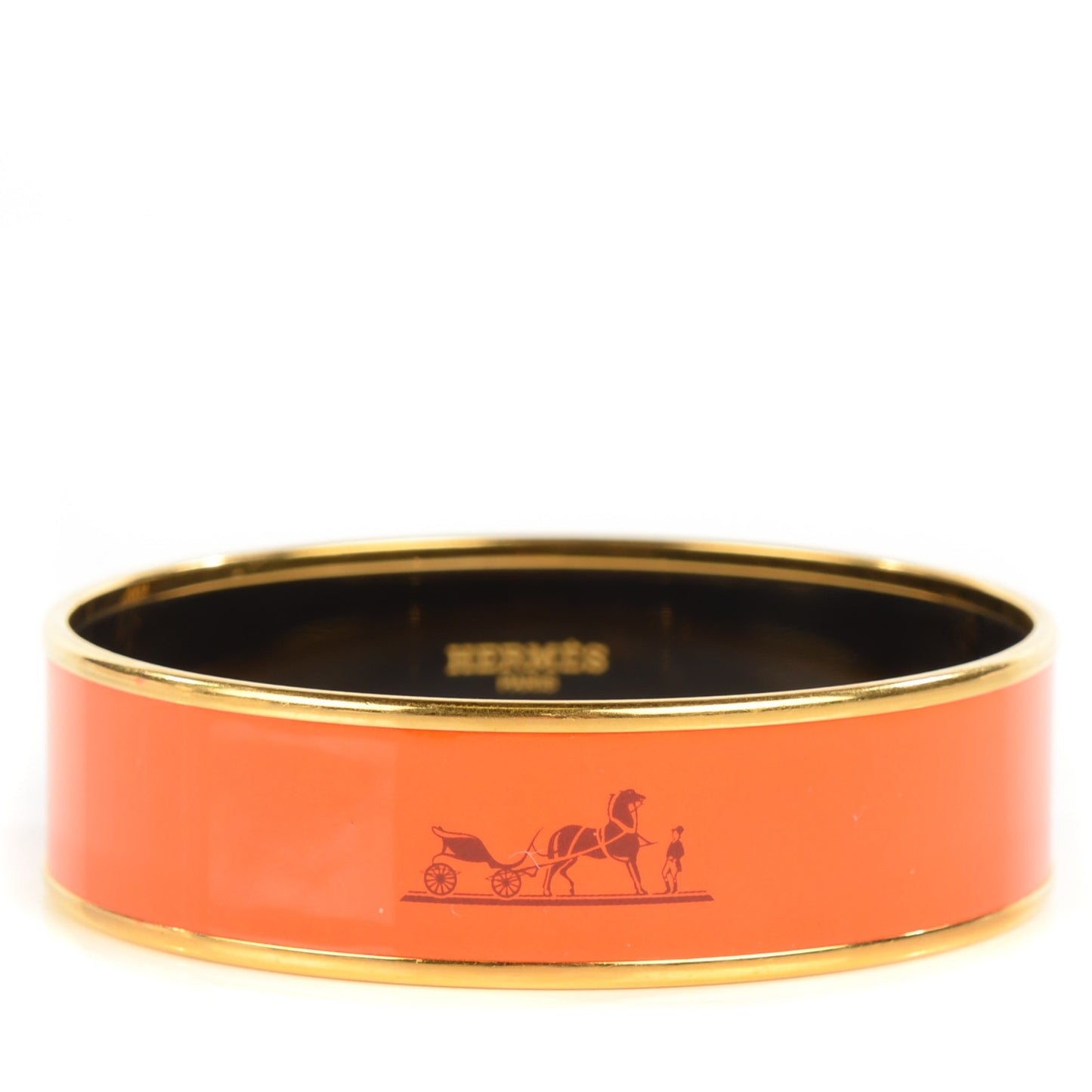 Enamel Printed Caleche Wide Bracelet 70 Orange
