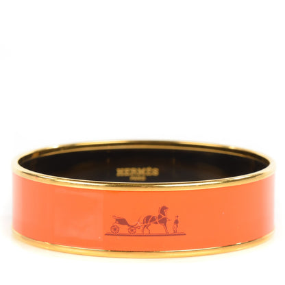 Hermes Enamel Printed Caleche Wide Bracelet 70 Orange 1 of 4