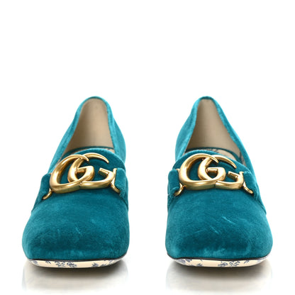 Gucci Softy Velvet GG Victoire 55mm Loafer Pumps 40 Pavone 2 of 7