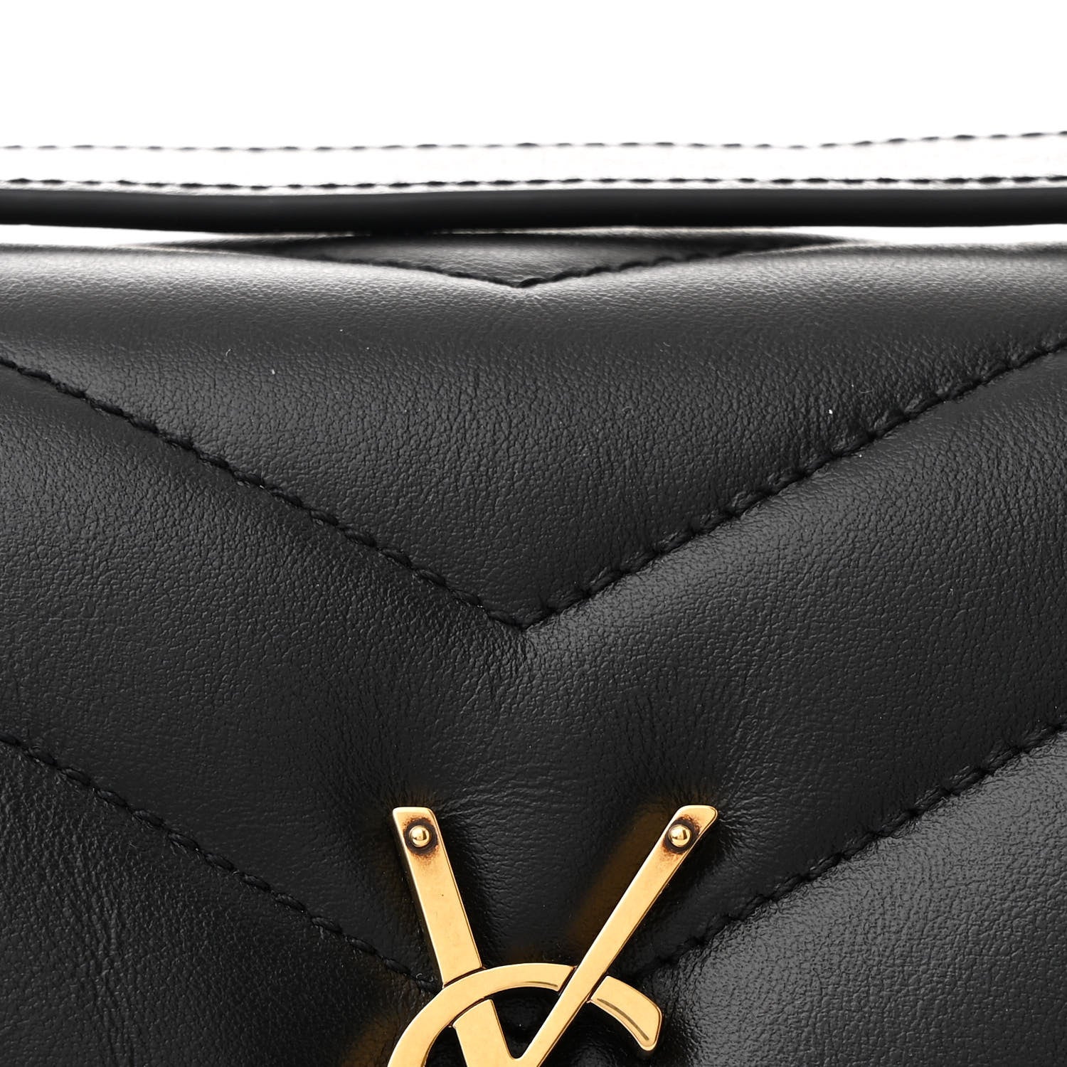 Saint Laurent Calfskin Y Quilted Monogram Small Loulou Chain Satchel Black 9 of 12